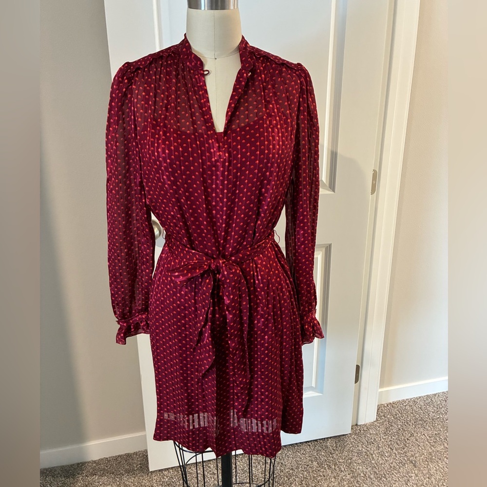 Vintage Marc By Marc Jacobs Burgundy Polka Dot Belted Dress